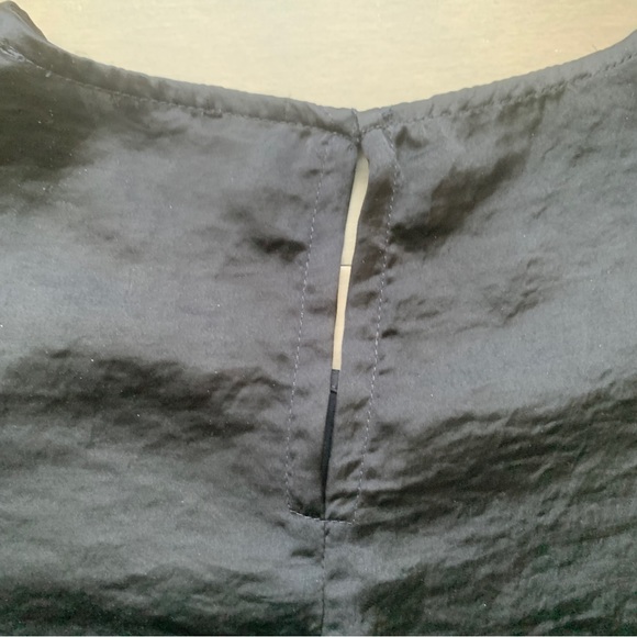 Navy Blue Satin Top with Frills - Picture 6 of 6